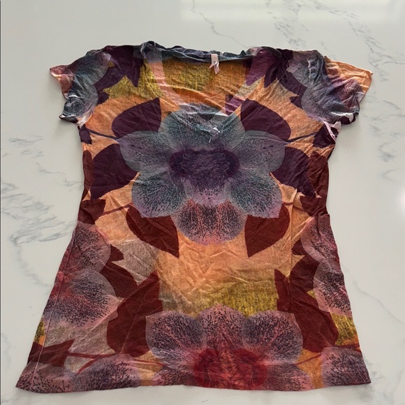 SPARKLE & FADE SIZE L~THIN LITE TEE HAWAIIAN T-SHIRT MAROON ORANGE FESTIVAL TOP - Picture 4 of 7